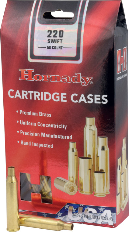 Hornady 8615 .220 Swift Unprimed Brass Cases, 50-Count