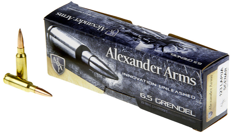 Alexander Arms 6.5 Grendel Lapua Scenar Boat Tail Open Tip Match Rounds - 123 Grain, Brass Casing, Target Shooting