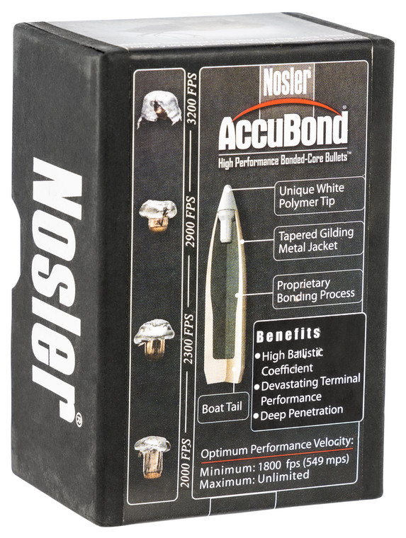 Nosler AccuBond .338 Caliber 300 Grain Spitzer Point Bullets, Part 54851, 50 Count