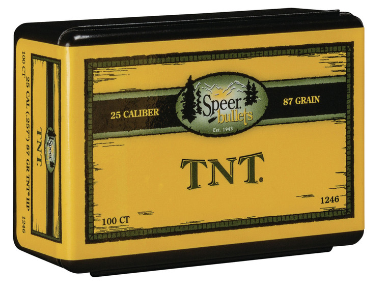 Speer Ammo 1246 TNT .257 Caliber 87 Grain Jacketed Hollow Point Reloading Bullets, 100 Count