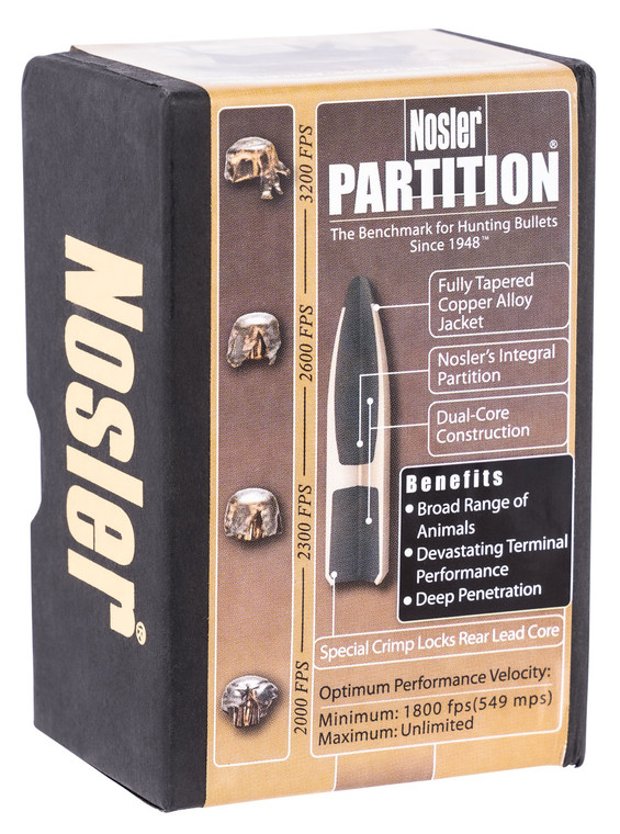 Nosler Partition 35642 6mm .243 Caliber 100 Grain Spitzer Reloading Bullets, 50 Count