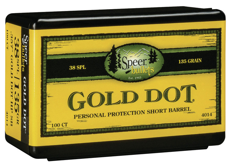 Speer Ammo 4014 Gold Dot .357/38 Caliber 135 Grain GDHP Reloading Bullets, 100 Count