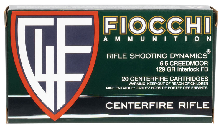Fiocchi 65CMB 6.5 Creedmoor 129 gr Pointed Soft Point Centerfire Rifle Rounds - Target Shooting Ammunition