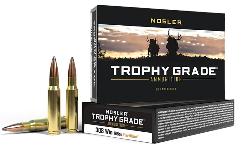 Nosler Trophy Grade 308 Winchester 165 Grain Spitzer Partition Centerfire Rifle Rounds (20 Rounds per Box, 10 Boxes per Case)