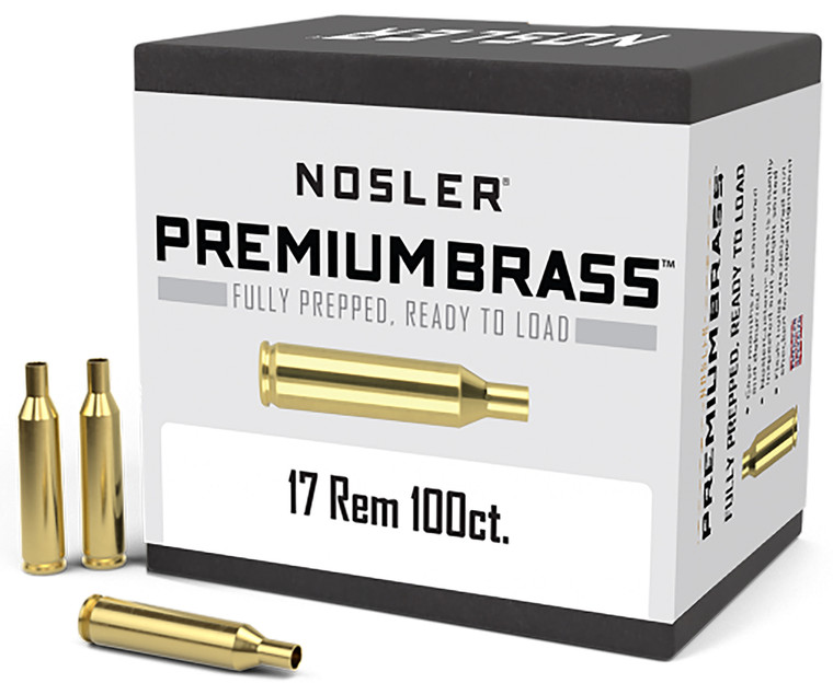 Nosler Custom Brass 17 Remington Full-Length Rifle Cartridge Cases, Part 10128, 100 Count