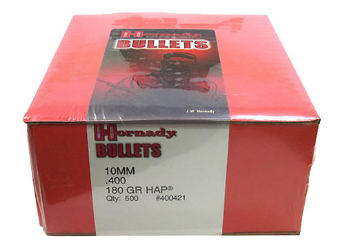 Hornady 400421 HAP 10mm .400 180 Grain Hollow Point Reloading Bullets, 500 Count