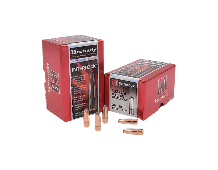 Hornady 3130 .312 Caliber 174 Grain Round Nose Reloading Bullets, 100 Count