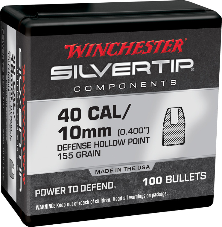 Winchester Ammo WB40ST155X Silvertip Hollow Point .400 Caliber 155 Grain Reloading Bullets, 100 Count
