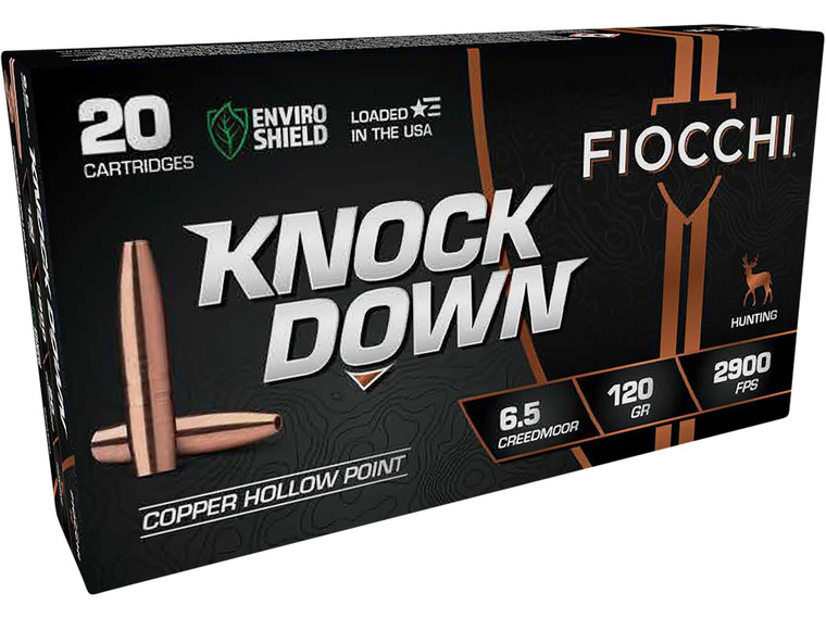 Fiocchi 65CMCHA 6.5 Creedmoor Hollow Point Rifle Ammunition - 120 Grain, Copper Casing, 20 Rounds per Box