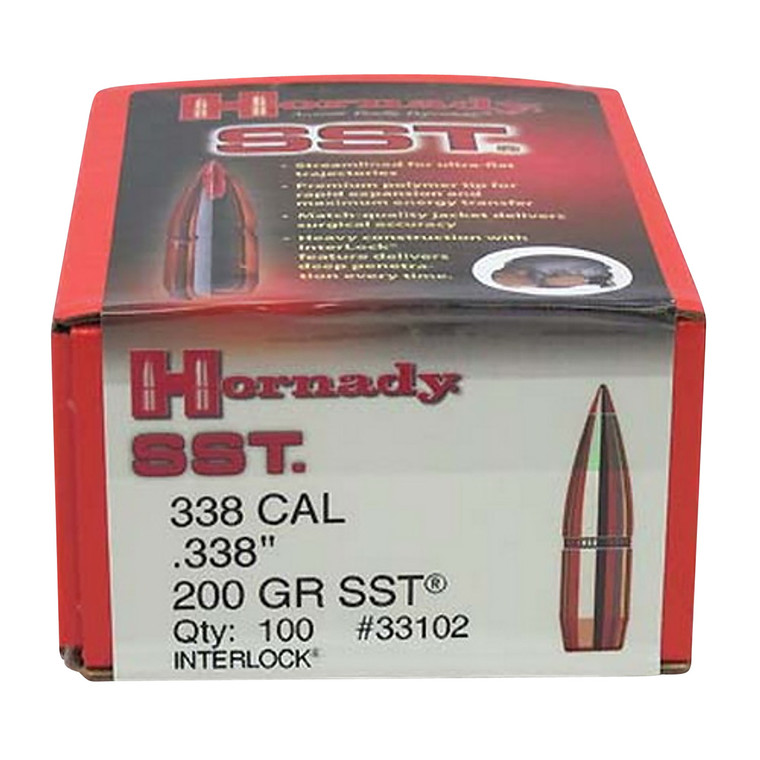 Hornady 33102 .338 Caliber 200 Grain SST Reloading Bullets, 100 Count