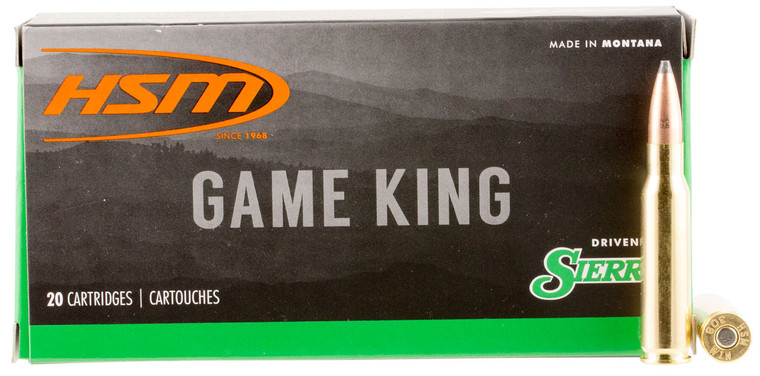 HSM 30841N .308 Winchester Sierra GameKing Spitzer Boat Tail Hunting Rounds, 150 Grains, 20 Rounds per Box