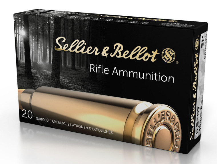 Sellier & Bellot SB6557RA 6.5x57mm Soft Point Centerfire Rifle Rounds, 131 Grain, Hunting Ammunition
