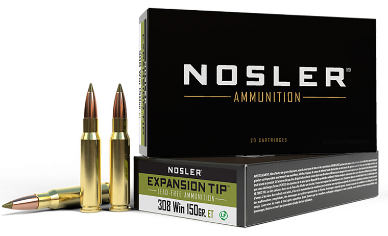 Nosler E-Tip 308 Win Centerfire Rifle Ammunition – 150 Grain Lead-Free Hunting Rounds