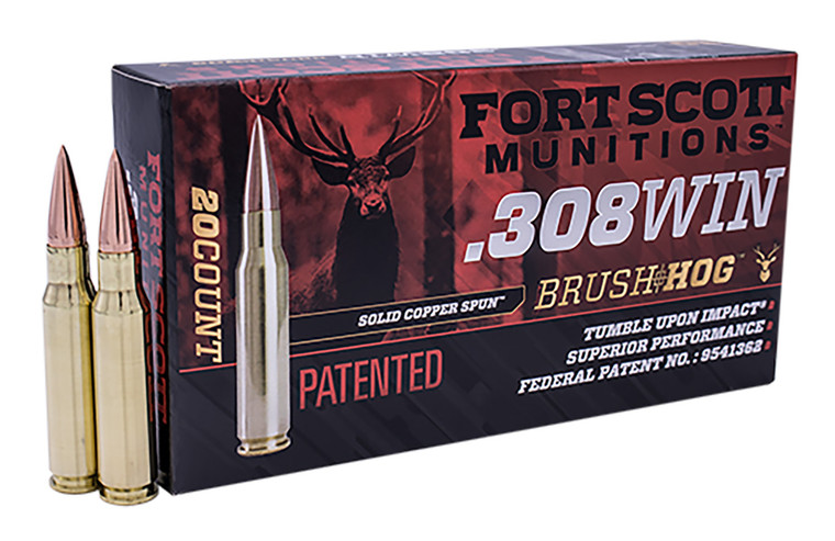 Fort Scott Munitions 308 Winchester Solid Copper Spun TUI Rifle Ammunition – 168 Grain, Centerfire, 20 Rounds per Box