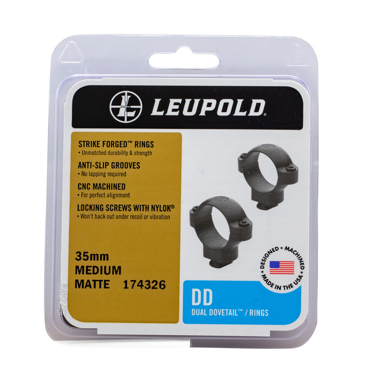 Leupold 174326 Dual Dovetail 35mm Medium Steel Scope Rings, Matte