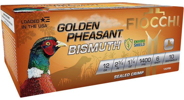 Fiocchi 12 Gauge Golden Pheasant Bismuth Shotshells - 1 1/4 oz, 6 Shot, 1400 fps, 2.75" Length