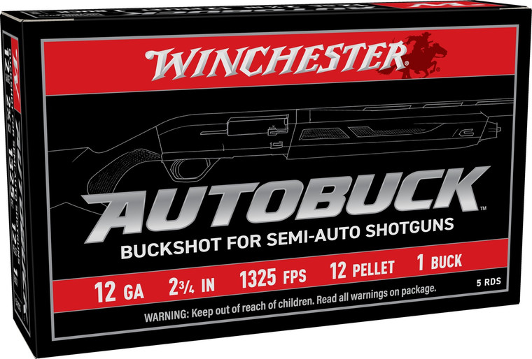 Winchester Ammo USAB121 12 Gauge 2-3/4" Buckshot Shotshells (5/50 Pack)