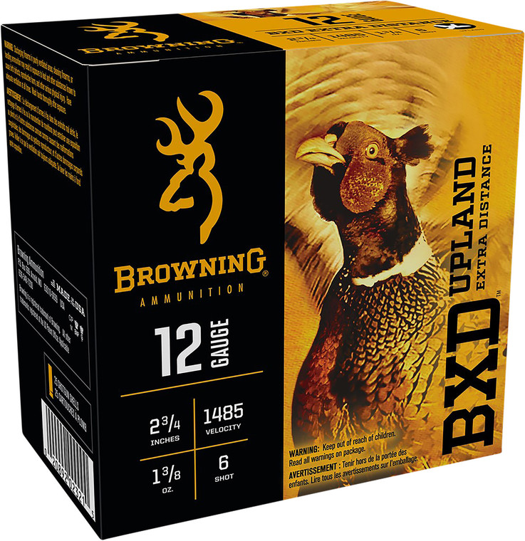 Browning Ammo B193511226 BDX Upland 12 Gauge Nickel-Plated Lead Shot, 2.75-inch, 6 Shot, 1 3/8 oz, 1485 fps for Hunting