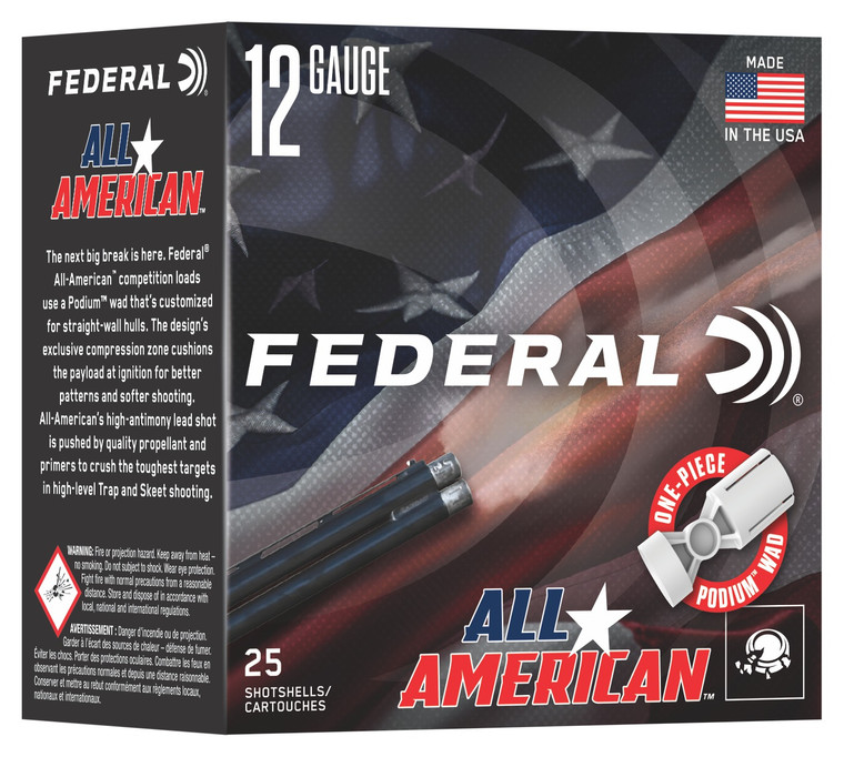 Federal FAA12H19 12-Gauge Shotshell Lead Loads, 2.75 Inches, 3 Drams, 25 Rounds