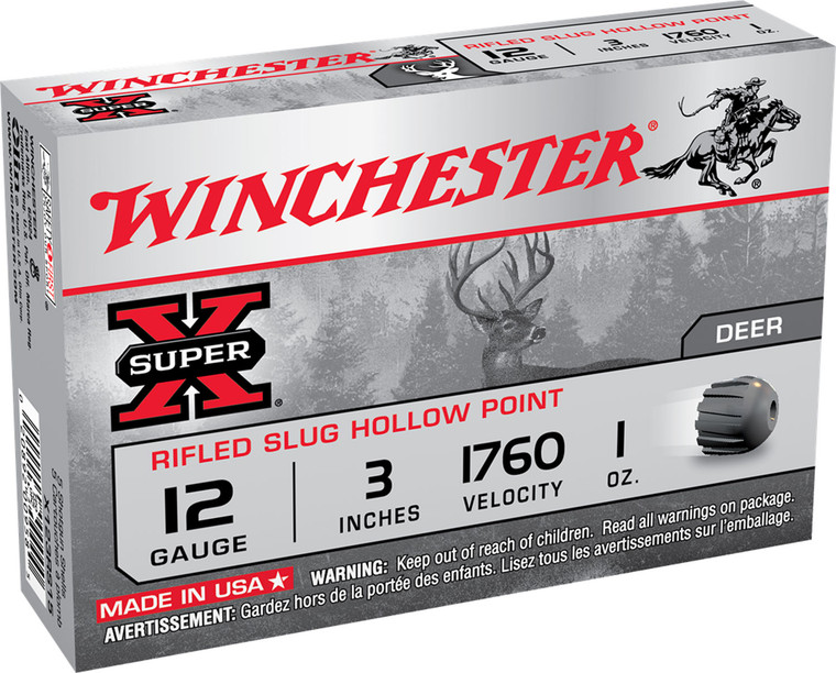 Winchester Ammo Super-X 12 Gauge Rifled Slug, 3 Inch, 1 Oz, 5 Rounds per Box