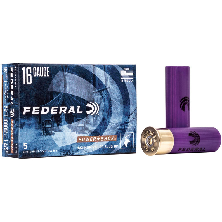 Federal Power-Shok 16 Gauge Rifled Slug – 2.75 inch, 7/8 oz, 1600 fps for Hunting