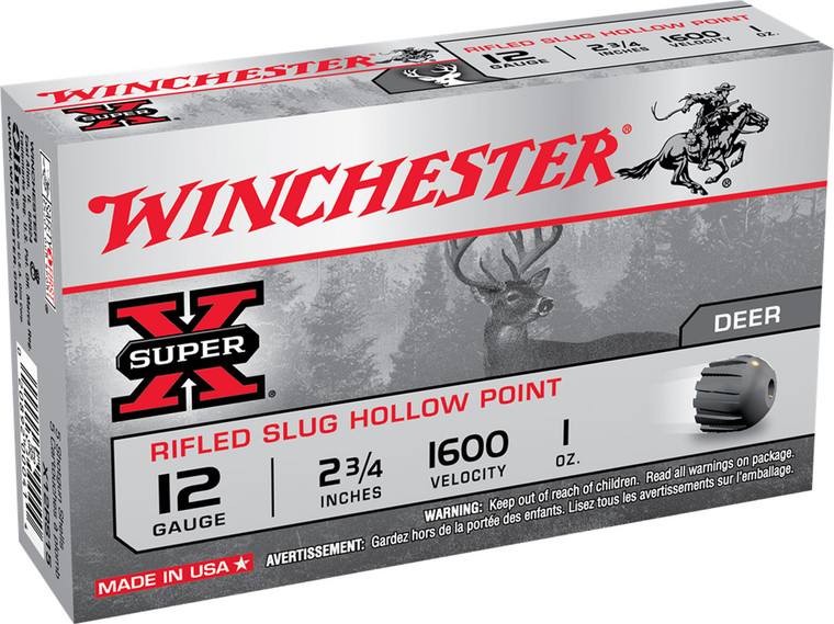 Winchester Ammo Super-X 12 Gauge Rifled Slug – 1 oz, 2.75 inch, 1600 fps, Case of 50