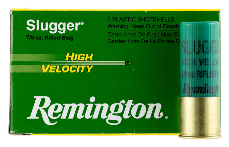 Remington Ammunition 28604 High Velocity 12 Gauge Rifled Slug - 3 Inch, 7/8 oz, 1875 fps, 5 Rounds per Box