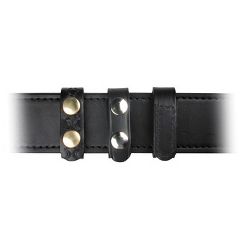Boston Leather 3/4 Belt Keeper with Solid Brass Snaps - Black Hi Gloss Finish