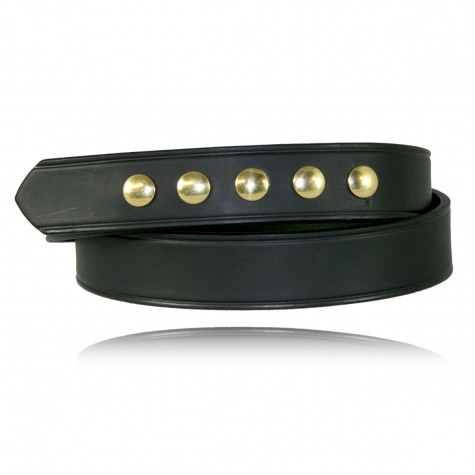 Boston Leather 1 1/2 Inch Five-Snap Belt with Full Grain English Bridle Leather - 62 Size, Hi Gloss Finish, Brass Hardware