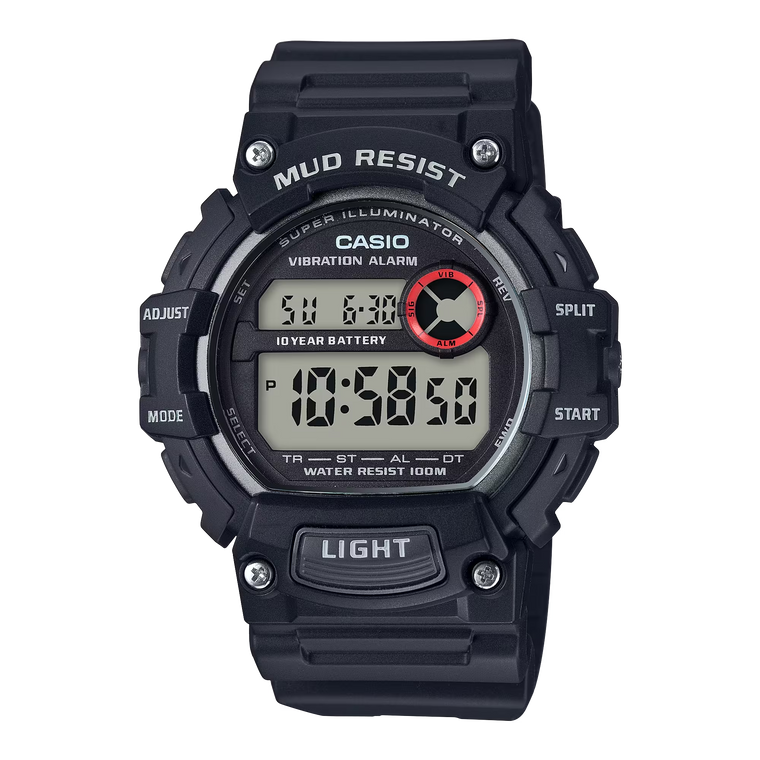Casio TRT-110H-1AVCF Mud-Resistant Digital Watch with Vibration Alarm and 100m Water Resistance
