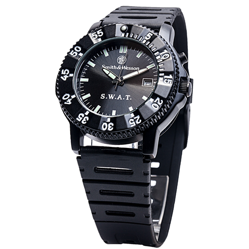 Smith & Wesson SWAT Watch with Rubber Wristband - Precision Quartz Movement, Water Resistant, and Night Glow