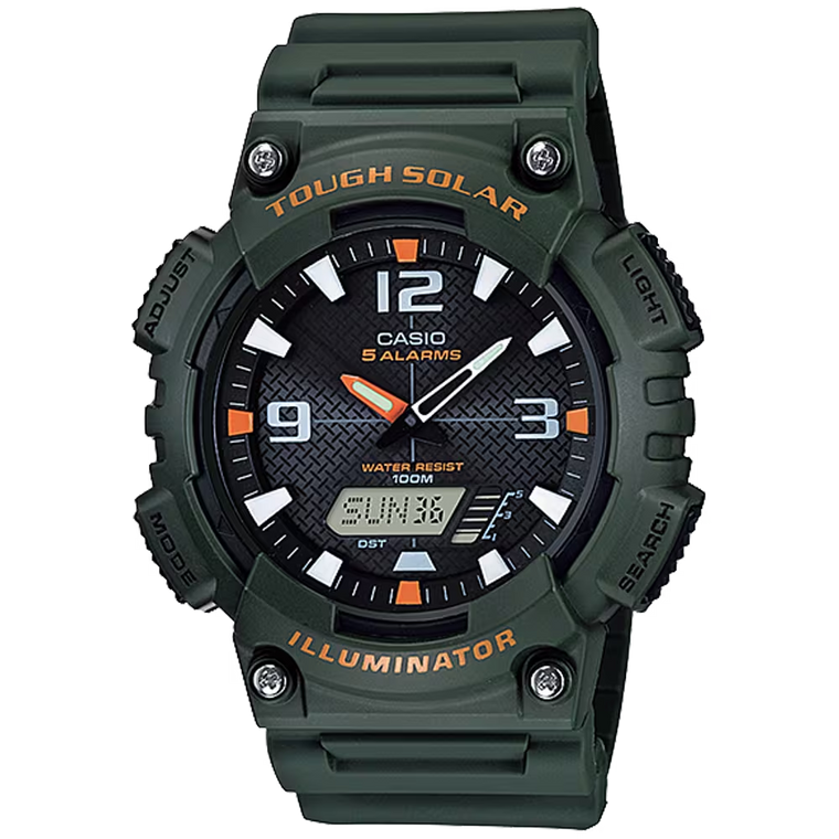 Casio AQS810W-3AVCF Solar Powered Analog-Digital Watch with World Time and Water Resistance