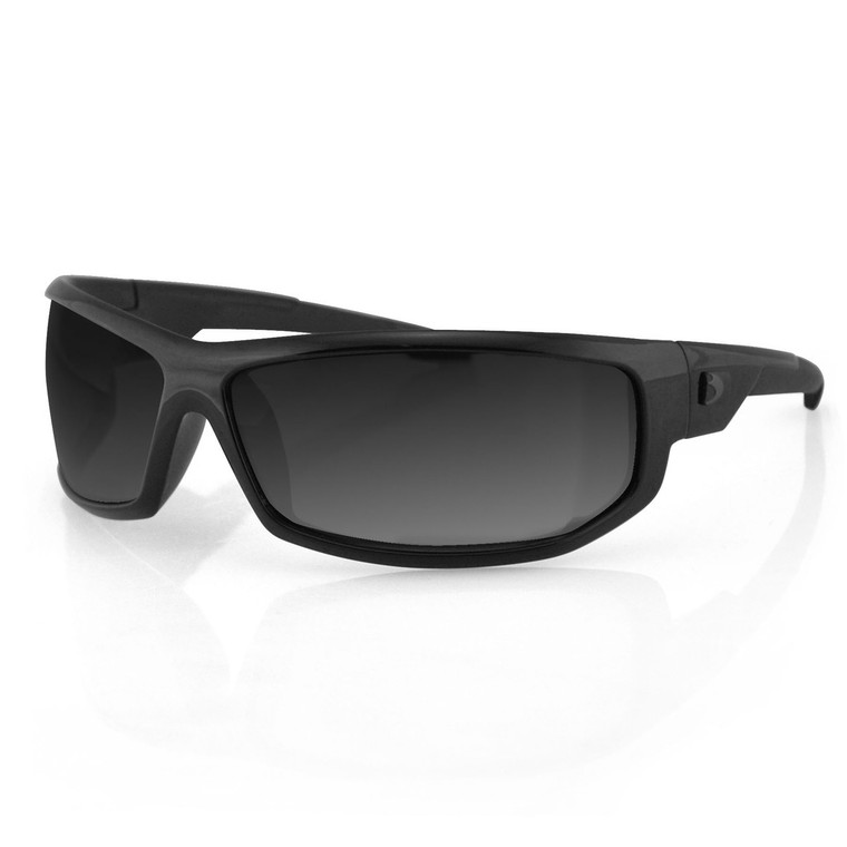 Bobster AXL Wraparound Sunglasses with Smoked Polycarbonate Lenses and Flexible Black Frame