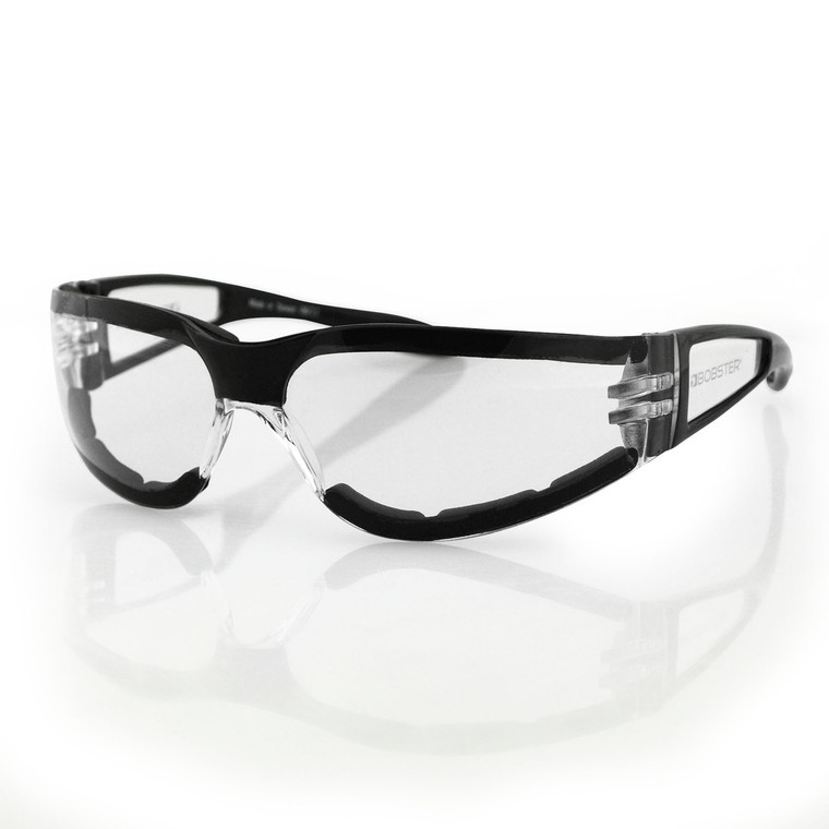 Bobster Shield II Frameless Impact-Resistant Polycarbonate Sunglasses, Black Frame with Clear Lenses