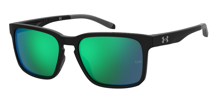 Under Armour UA Assist 2 Recycled Content Wayfarer Sunglasses with Emerald Mirror Lenses