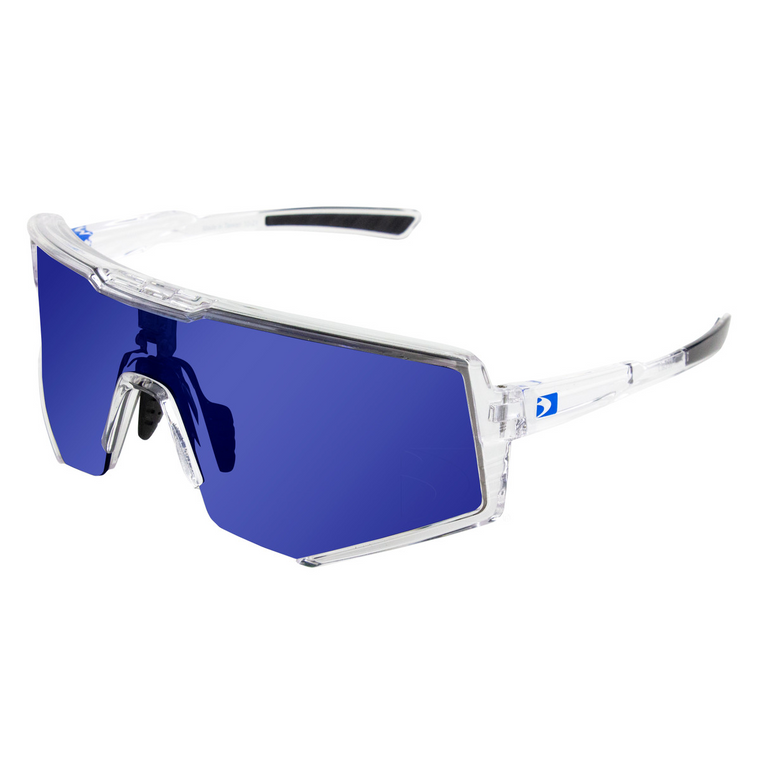 Bobster Sprocket Sunglasses with Crystal Clear Frame and Blue Mirror Lenses