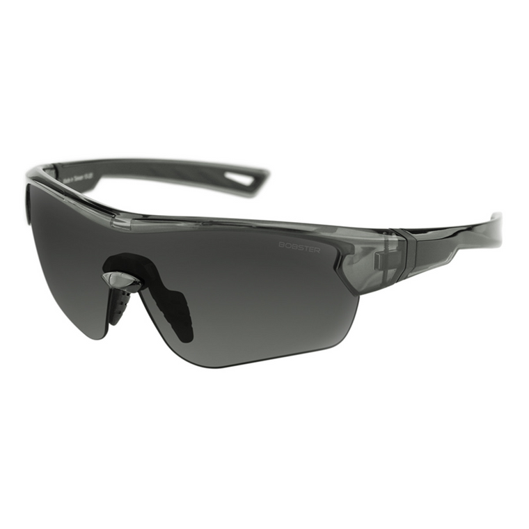 Bobster Stella Gloss Clear Gray Prescription-Ready Sunglasses with Smoked Lenses