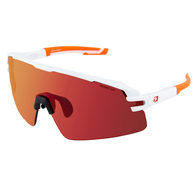 Bobster Flash Sunglasses Matte White/Orange Frame with Smoke Black Red Revo Lens - Prescription Compatible Eyewear