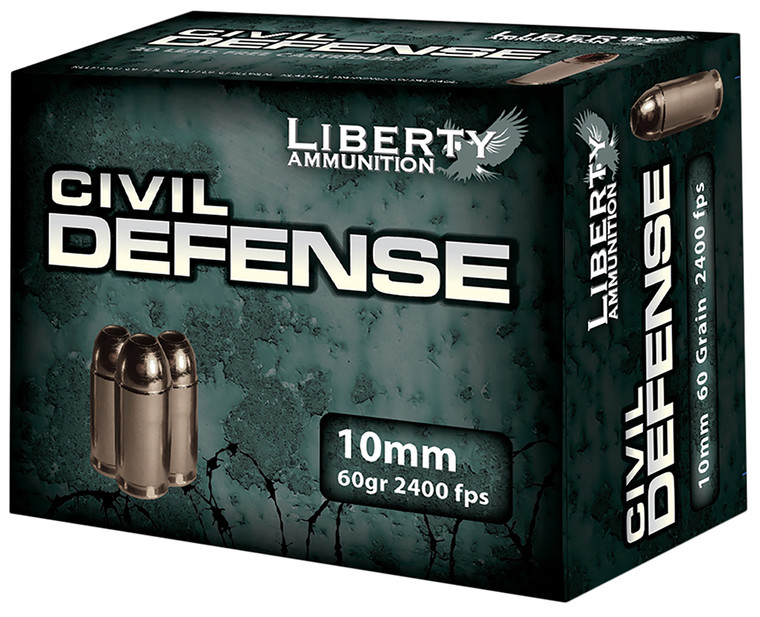 Liberty Ammunition 10mm Auto Lead-Free Fragmenting Hollow Point - 60 Grain, 20 Rounds Per Box