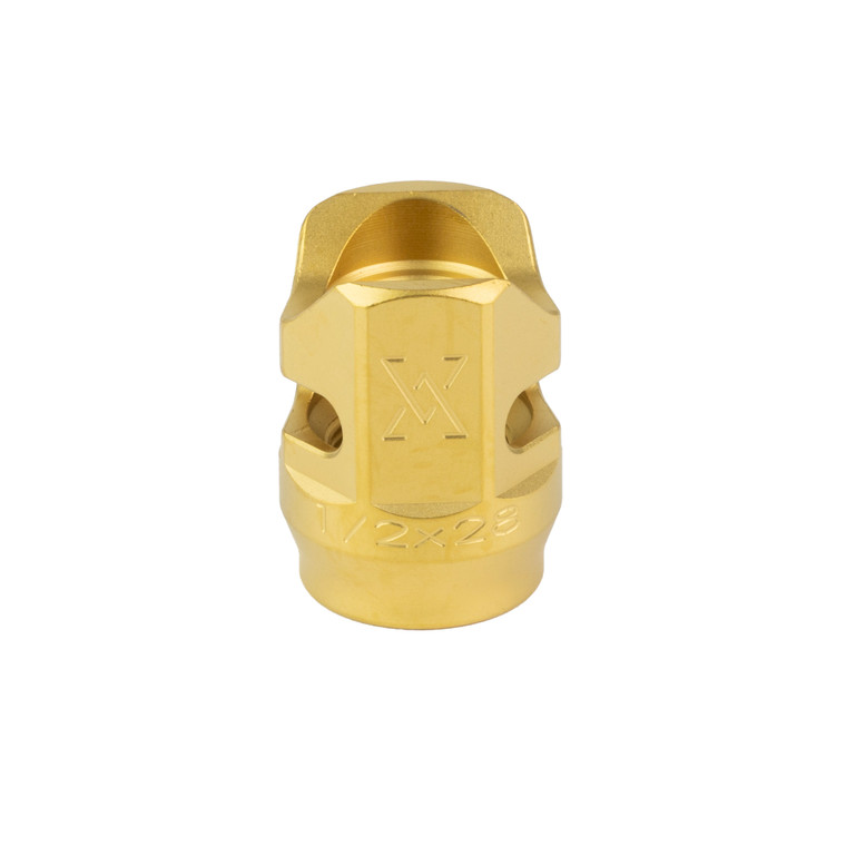 True Precision Cobra Comp 1/2x28 Gold 9mm Compensator for Improved Shooting Performance
