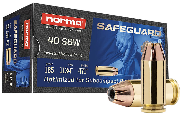 NORMA Ammunition 801407887 40 S&W Jacketed Hollow Point 165 Grain Self-Defense Rounds