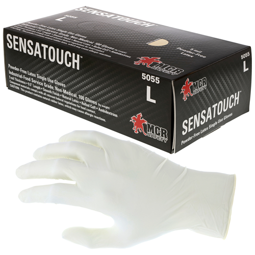 MCR Safety SensaTouch Latex Disposable Industrial Gloves, Medium (Part #5055M)