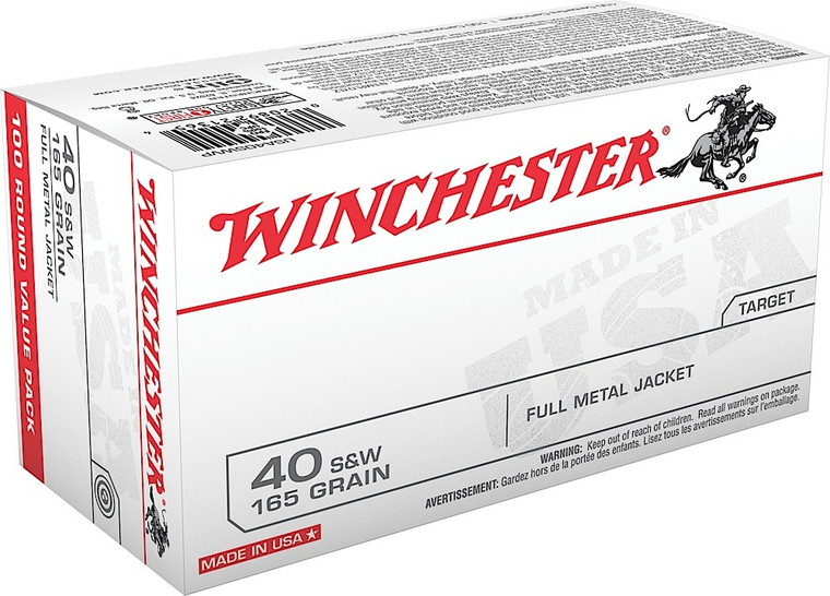Winchester Ammo USA40SWVP 40 S&W 165-Grain Full Metal Jacket Centerfire Handgun Rounds