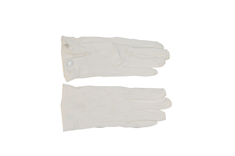 Hero's Pride 8770W-L Parade Snap Gloves - Raised Pointing in White, Large Size