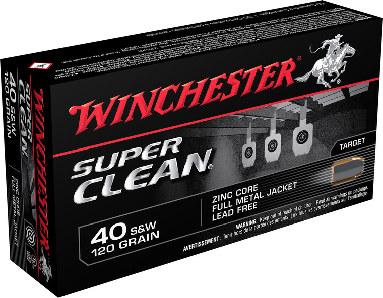 Winchester Ammo W40SWLF Lead-Free 40 S&W Full Metal Jacket Handgun Rounds, 120 Grains, 50 Rounds per Box