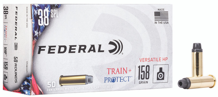 Federal Train + Protect 38 Special 158 Grain Hollow Point Centerfire Handgun Rounds (Part Number TP38VHP1)