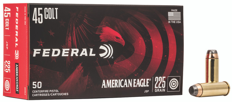Federal American Eagle .45 Colt 225 Grain Jacketed Soft Point Centerfire Handgun Ammunition - 50 Rounds