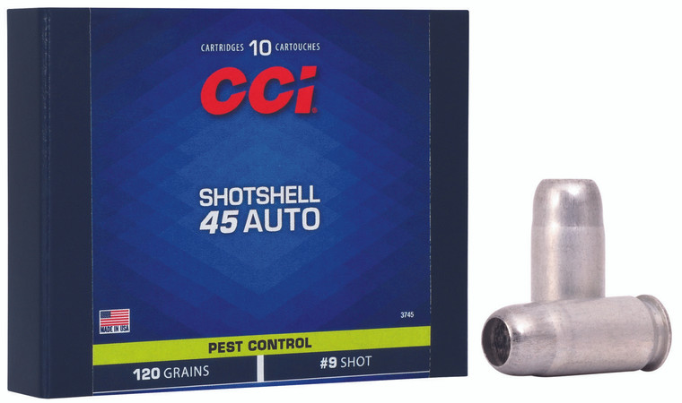CCI 3745 45 ACP Shotshell #9 - 120 Grain Centerfire Handgun Rounds for Hunting
