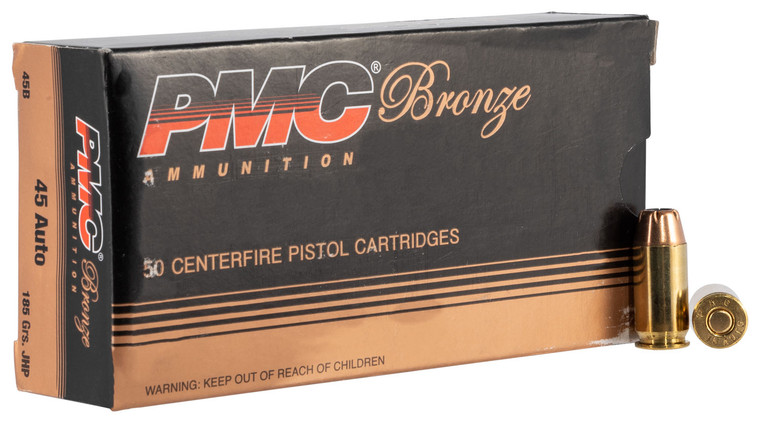 PMC 45B 45 ACP 185 Grain Jacketed Hollow Point Handgun Ammunition - 50 Rounds per Box