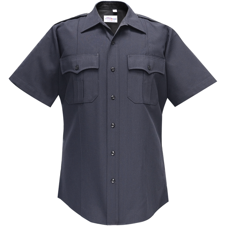 Flying Cross Deluxe Tropical Short Sleeve Shirt with Convertible Sport Collar - LAPD Navy, Large